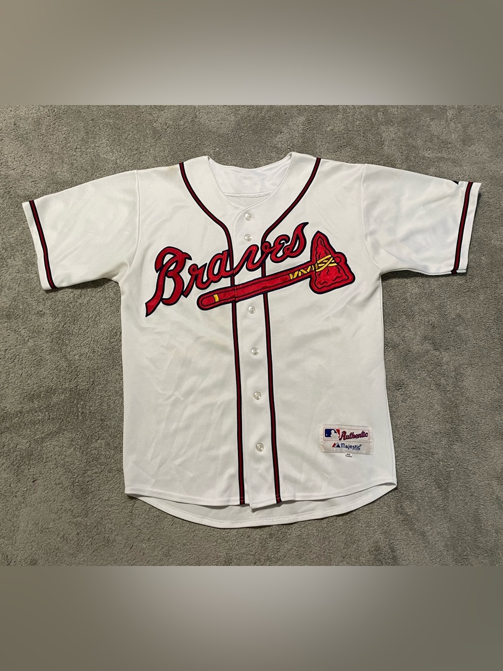 Vintage Majestic Atlanta Braves Authentic Collection Jersey #3 White USA Size 40